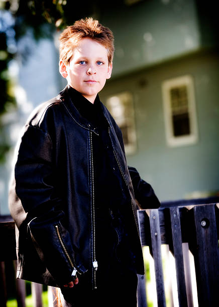 Cool Kid in Leather stock photo