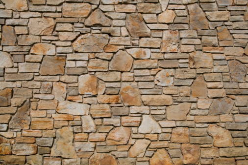 Close up front view of a typical Yorkshire Dales dry stone wall.