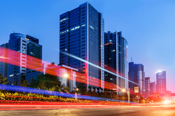 istock Motion speed effect with City Night in chongqing, china 894897692