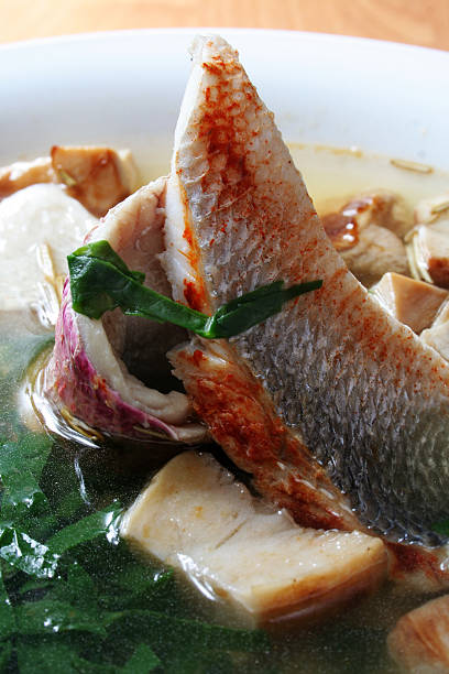 istock Soup with a fish and mushrooms 89490108