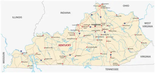 Vector illustration of kentucky road map