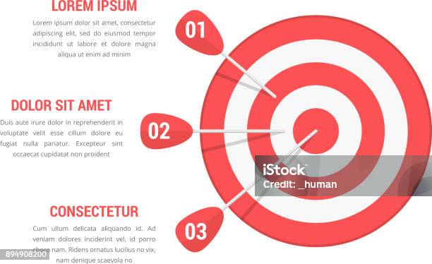 Target With Three Arrows Stock Illustration - Download Image Now - Sports Target, Bull's-Eye, Infographic