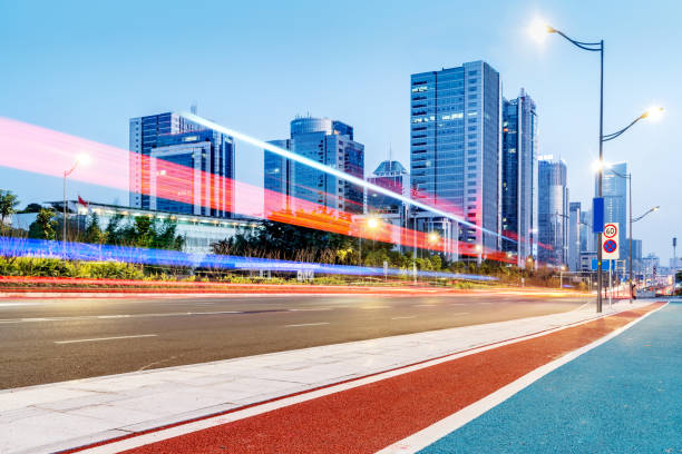 istock Motion speed effect with City Night in chongqing, china 894911156