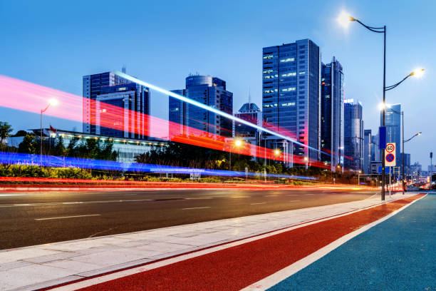 istock Motion speed effect with City Night in chongqing, china 894919692