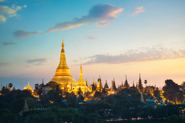 istock Shwedagon pagoda at sunset 894931988