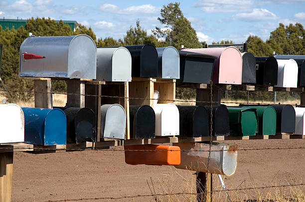 metallo color caselle di posta - mailbox mail junk mail opening foto e immagini stock