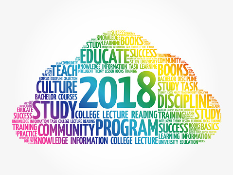 2018 Education word cloud collage, business concept background