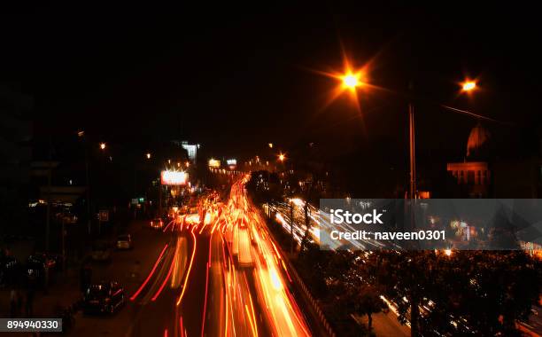 A Busy Road At Night In New Delhi India Stock Photo - Download Image Now - Bangalore, Pune, Night