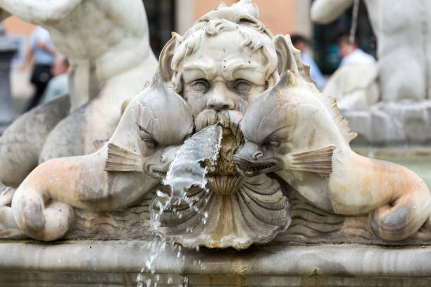 Piazza Navona Fountain of Neptune Fontana del Moro (Moor Fountain) in Piazza Navona. Rome, Italy fontana del moro stock pictures, royalty-free photos & images