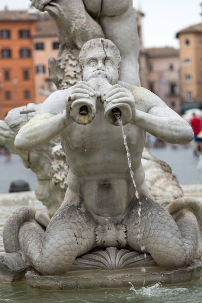 Piazza Navona Fountain of Neptune Fontana del Moro (Moor Fountain) in Piazza Navona. Rome, Italy fontana del moro stock pictures, royalty-free photos & images