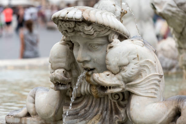 Piazza Navona Fountain of Neptune Fontana del Moro (Moor Fountain) in Piazza Navona. Rome, Italy fontana del moro stock pictures, royalty-free photos & images