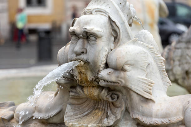 Fontana del Moro (Moor Fountain) in Piazza Navona. Rome, Italy