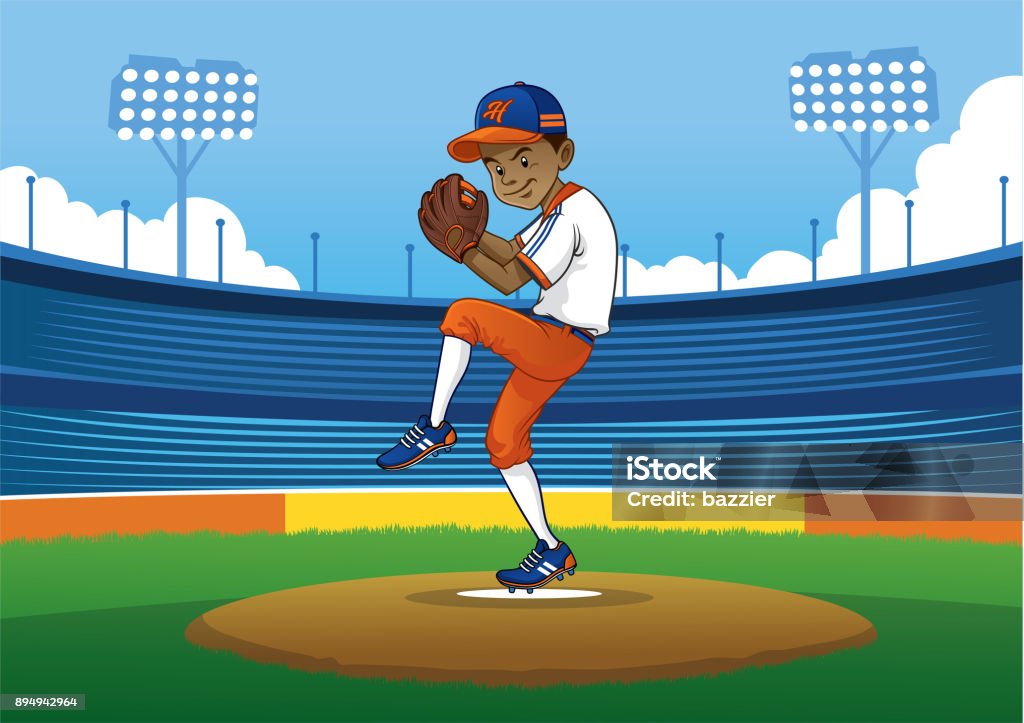 baseball pitcher ready to throwing the ball vector of baseball pitcher ready to throwing the ball Baseball - Sport stock vector