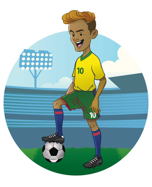 ilustraç�ões de stock, clip art, desenhos animados e ícones de young soccer player - hat trick