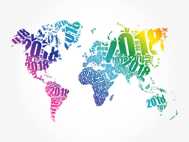 istock 2018 Happy New Year, in shape of World Map 894943364