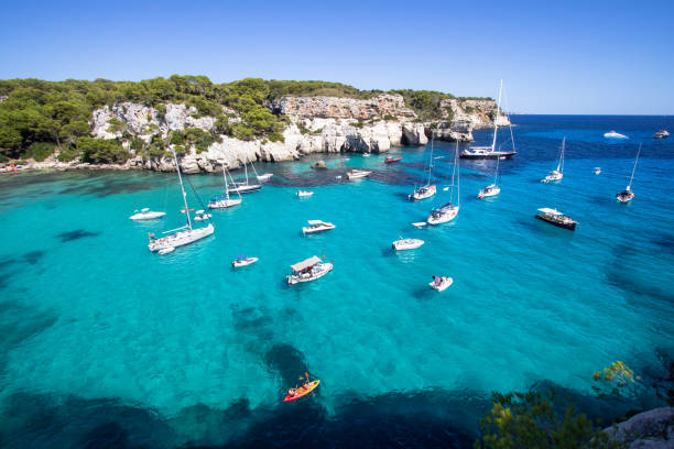 istock Boats and yachts on Macarella beach, Menorca, Spain 894943506