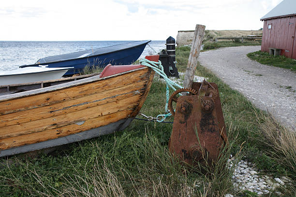 a small boat on mooring in the bay of Ærøskøbing