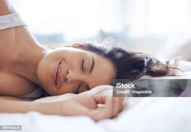 Relax Youre On Weekend Time Now Stock Photo - Download Image Now - Sleeping, Women, Bed - Furniture