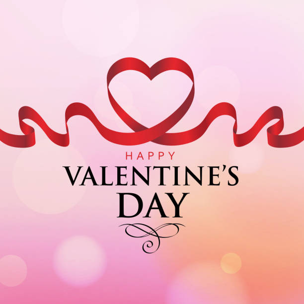 バレンタイン愛リボン - heart shape love backgrounds illuminated点のイラスト素材／クリップアート素材／マンガ素材／アイコン素材