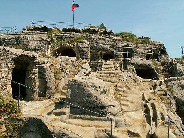 burgruine regenstein bei blankenburg im 하르츠 - regenstein 뉴스 사진 이미지