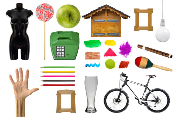 Group of various object isolated on the white background