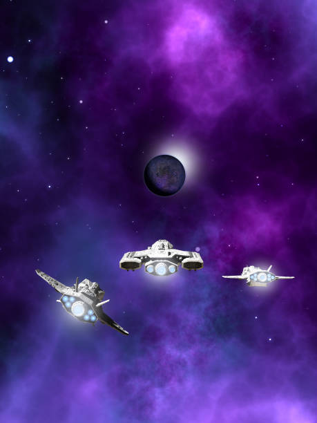 istock Fleet of Spaceships Approaching a Planetary Nebula 894955442