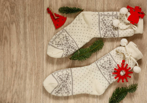 istock White christmas slippers. Top view. Hygge style 894955570