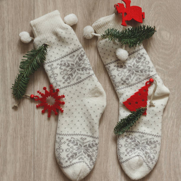 istock White christmas slippers. Top view. Hygge style 894957712
