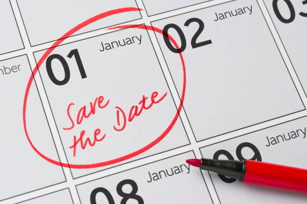 istock Save the Date written on a calendar - January 1 894957740