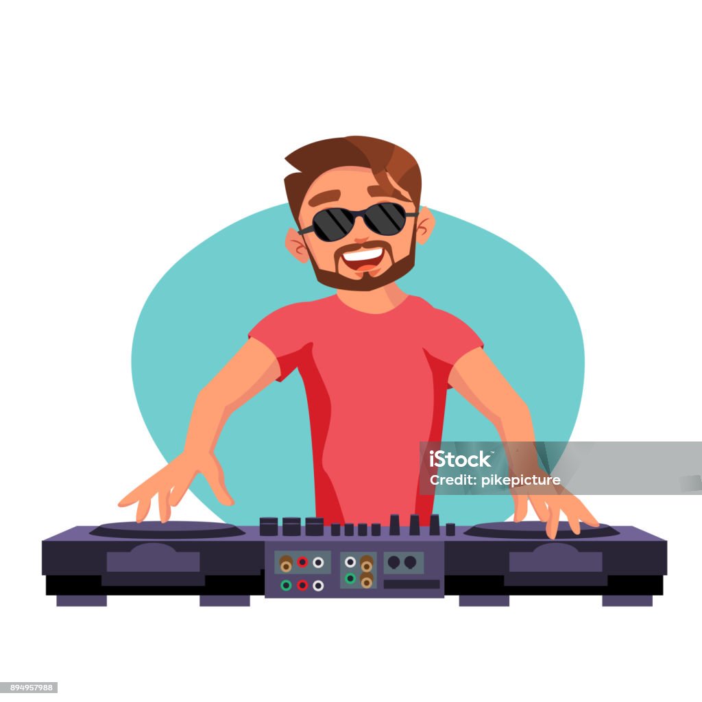 Classic Dj Vector Playing Progressive Electro Music Dj Playing Mixing Music  On Deck Studio Concept Cartoon Character Illustration Stock Illustration -  Download Image Now - iStock