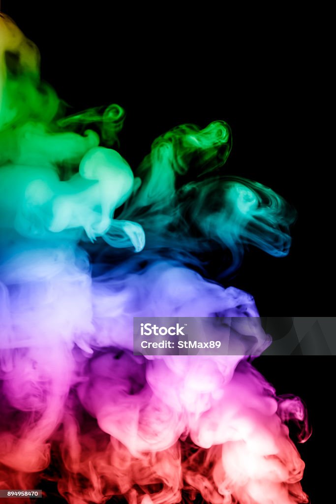colored smoke isolated on a black background. fractal. spiral. Abstract Stock Photo