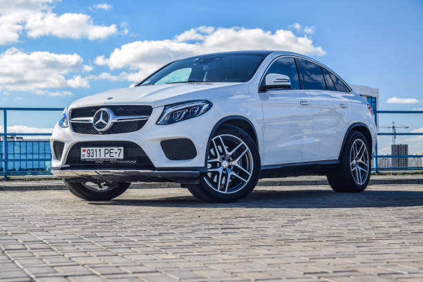 Mercedes-Benz GLE 43 4MATIC Coupe Minsk, Belarus - September 12, 2017: 2017 model year Mercedes-Benz GLE 400 4Matic Coupe at the test drive. GLE 400 4Matic Coupe is powered by 3.0 liter twin-turbo V6, which produces 333 hp of power. mercedes benz photos stock pictures, royalty-free photos & images