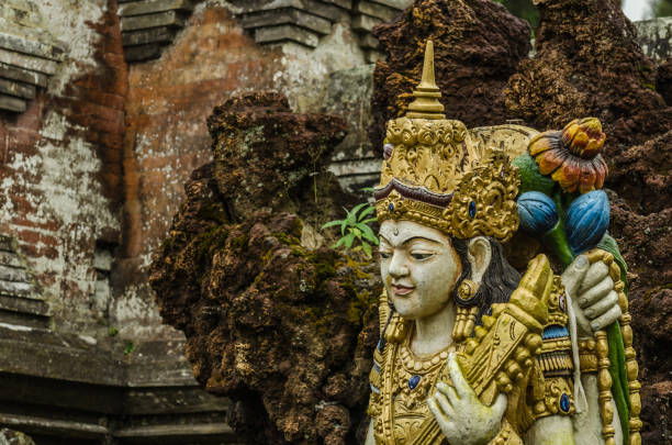 colorful golden statues in temple
