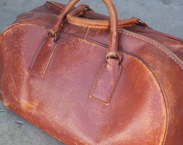 LEATHER DOCTOR'S BAG Brown Distressed Split-Handle Medical Bag leather medical bag stock pictures, royalty-free photos & images