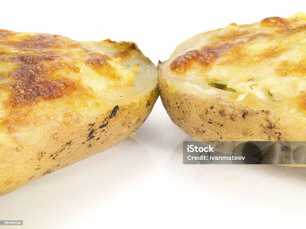 Stuffed Potatos with Cheese Baked Stock Photo