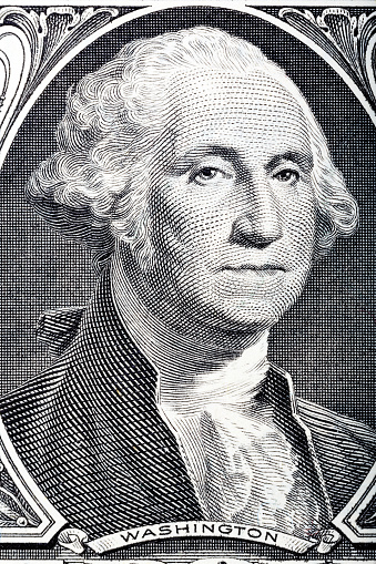 Portrait in macro of Washington's Face on a one dollar bill. Hi resolution photo.
