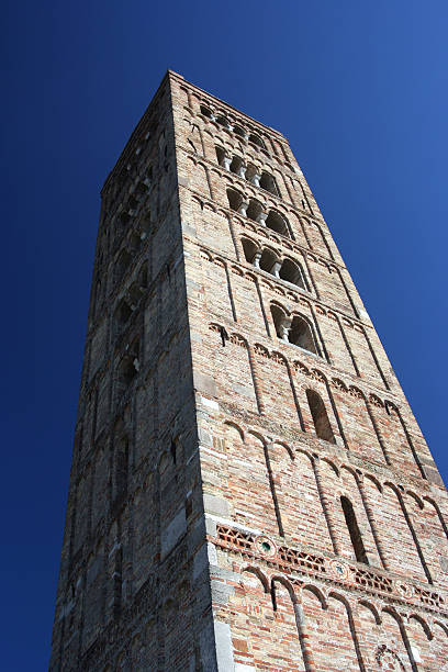 Bell tower of pomposa abbey stock photo