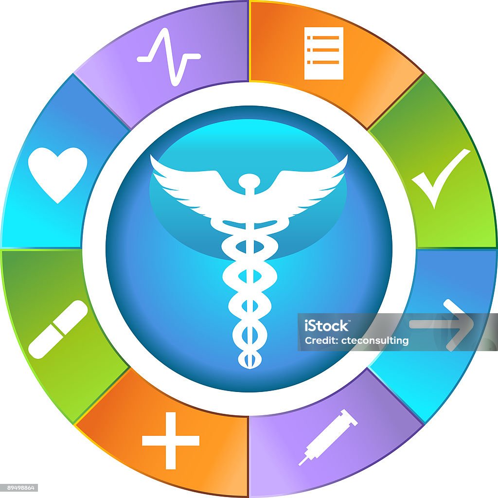 Icona medica interfaccia cerchio - Illustrazione stock royalty-free di A forma di croce