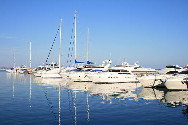 Parking of yachts stock photo