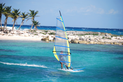 Windsurfing in Mayan Riviera, Mexico.  