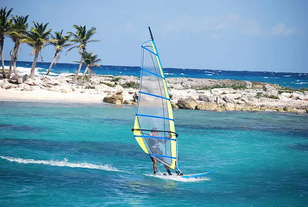 Windsurfing in Mayan Riviera, Mexico.  