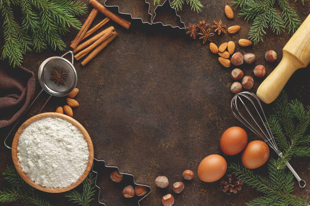 istock Baking background with ingredients for cake recipe. 894997588