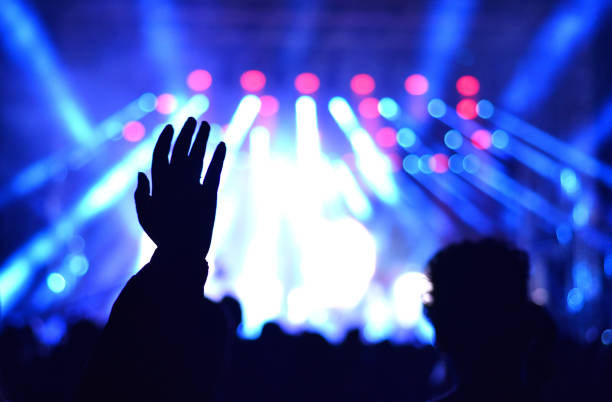 istock Raised hand at a live concert 895000444