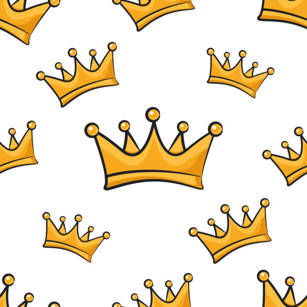 ilustrações de stock, clip art, desenhos animados e ícones de seamless pattern with cartoon crown on a white background - royal baby