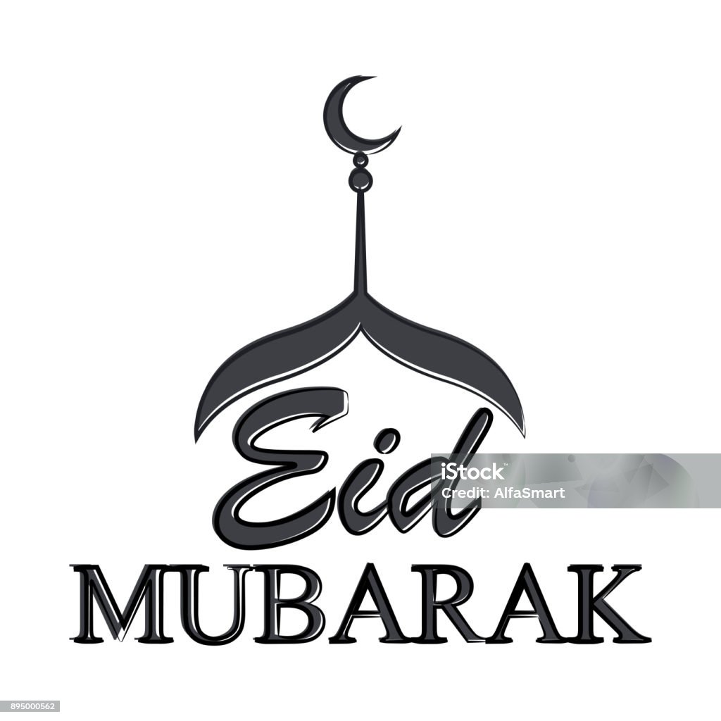 Vector Minh Họa Văn Bản Eid Mubarak Khái Niệm Thiệp Chúc Mừng Hình ...