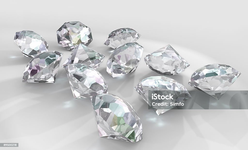 Diamantes no branco - Foto de stock de Diamante - Pedra preciosa royalty-free