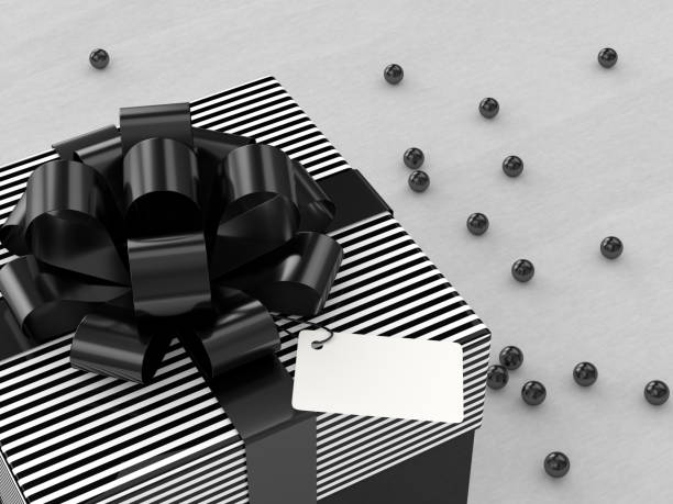 istock 3d rendering of  gift box with black ribbon 895003166