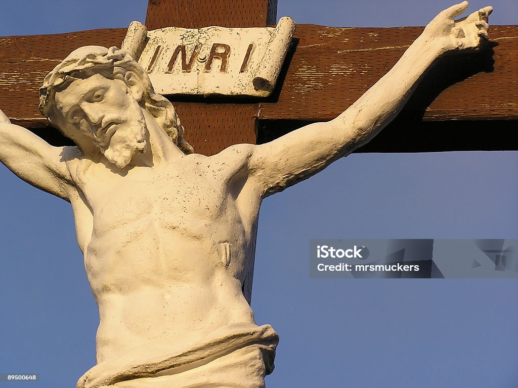 Statue du Christ rédempteur vieilli sur le plan rapproché - Photo de Agneau - Animal libre de droits