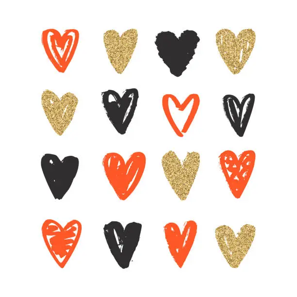 Vector illustration of Love doodle background with hearts