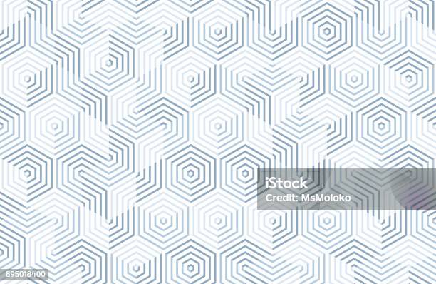 Seamless Geometric Pattern With Hexagons And Lines Irregular Structure For Fabric Print Monochrome Abstract Background Stock Illustration - Download Image Now